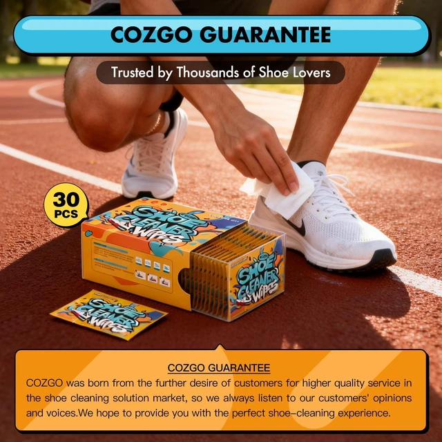 Alt view image 7 of 7 - COZGO Shoe Cleaner Wipes, Shoe Cleaning Wipes for Sneakers, Leather, Canvas, Portable On-the-Go Shoe Care for Stain Removal (30 pack)