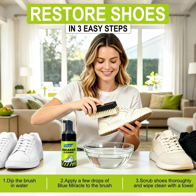 Alt view image 5 of 6 - X-SMILE Sneaker Cleaning Kit Premium Foam Shoe Cleaner for White Shoes, PU & Synthetic Leather, Canvas, Mesh & Rubber Gentle, Non-Bleach Formula with Brush, Microfiber Towel & Cleaning Wipe 100ml