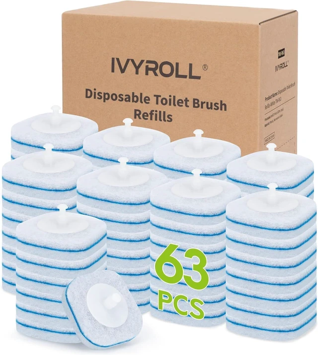 Main image of Toilet Bowl Cleaner Wand Refills Compatible with CLOROX | 63 Count Disposable Toilet Brush Refills, Replacement Heads for Toilet Cleaning System