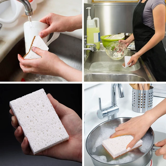 Alt view image 5 of 7 - Natural Sponge Kitchen 12Pack,Eco Friendly Non-Scratch Scrub Sponge,Biodegradable Sisal Scrubber with Compostable Kitchen Sponges for Dishes Cleaning