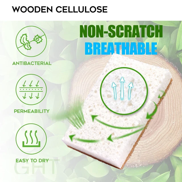 Alt view image 3 of 7 - Natural Sponge Kitchen 12Pack,Eco Friendly Non-Scratch Scrub Sponge,Biodegradable Sisal Scrubber with Compostable Kitchen Sponges for Dishes Cleaning