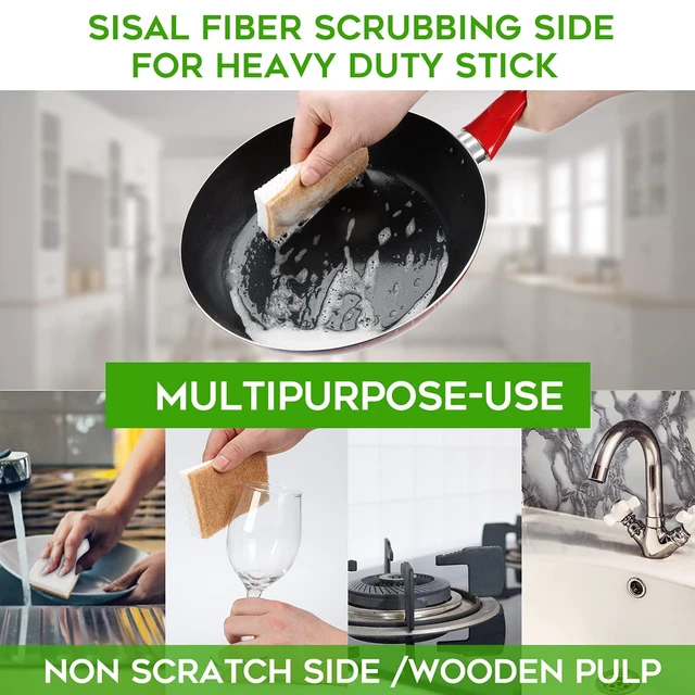 Alt view image 7 of 7 - Natural Sponge Kitchen 12Pack,Eco Friendly Non-Scratch Scrub Sponge,Biodegradable Sisal Scrubber with Compostable Kitchen Sponges for Dishes Cleaning