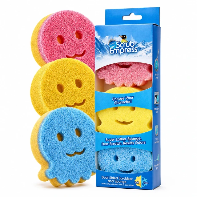 Main image of Scrub Empress Dish Sponge 3 Pack-1PC - Non Scratch Kitchen Sponges | Dual-Sided Kitchen Sponge, Dish Sponge 3 Pack, Non scratch sponges, Dishwasher Safe & Odor Resistant, Soft in Warm Water