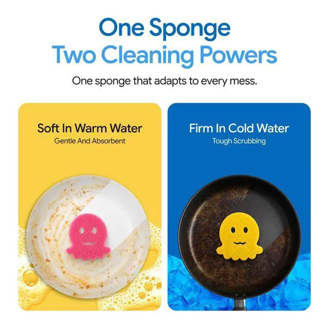 Alt view image 4 of 7 - Scrub Empress Dish Sponge 3 Pack-1PC - Non Scratch Kitchen Sponges | Dual-Sided Kitchen Sponge, Dish Sponge 3 Pack, Non scratch sponges, Dishwasher Safe & Odor Resistant, Soft in Warm Water
