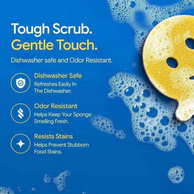 Alt view image 5 of 7 - Scrub Empress Dish Sponge 3 Pack-1PC - Non Scratch Kitchen Sponges | Dual-Sided Kitchen Sponge, Dish Sponge 3 Pack, Non scratch sponges, Dishwasher Safe & Odor Resistant, Soft in Warm Water