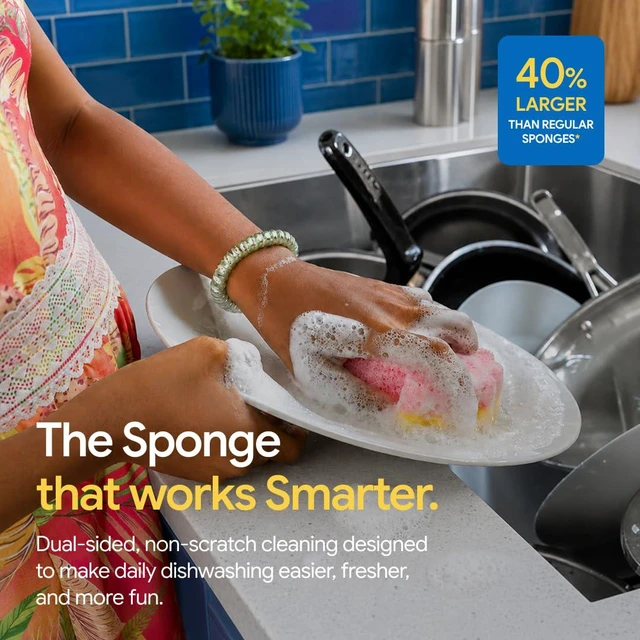 Alt view image 7 of 7 - Scrub Empress Dish Sponge 3 Pack-1PC - Non Scratch Kitchen Sponges | Dual-Sided Kitchen Sponge, Dish Sponge 3 Pack, Non scratch sponges, Dishwasher Safe & Odor Resistant, Soft in Warm Water