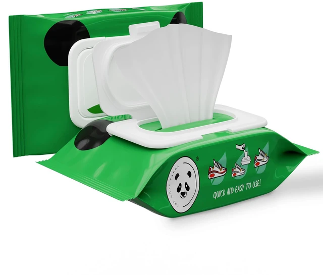 Main image of Panda Shoe Cleaning Wipes | 1 pack (30 pcs) | Premium Sneaker Wipes Cleaner | Quick Disposable Shoe Cleaner for Sneakers, Removes Dirt, Grime & Stains, Travel Portable Shoe Wipes, No Water Needed