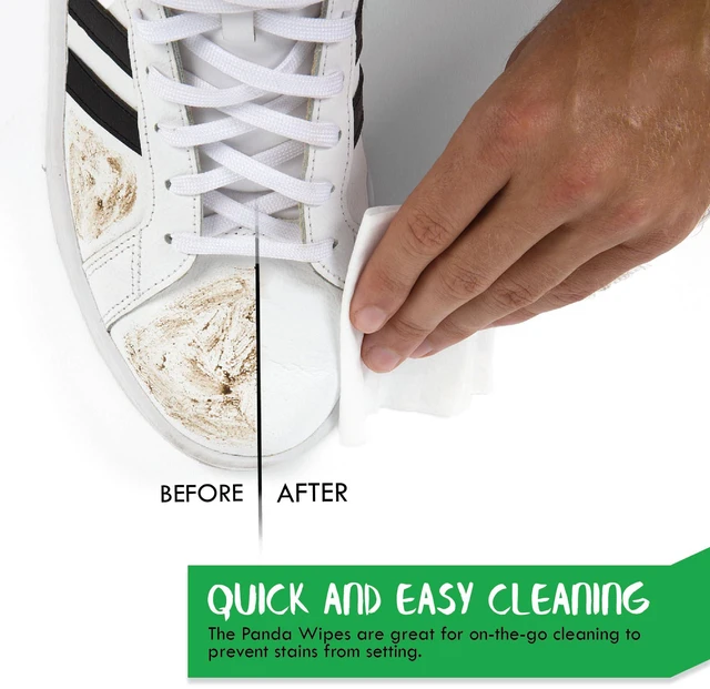 Alt view image 2 of 7 - Panda Shoe Cleaning Wipes | 1 pack (30 pcs) | Premium Sneaker Wipes Cleaner | Quick Disposable Shoe Cleaner for Sneakers, Removes Dirt, Grime & Stains, Travel Portable Shoe Wipes, No Water Needed