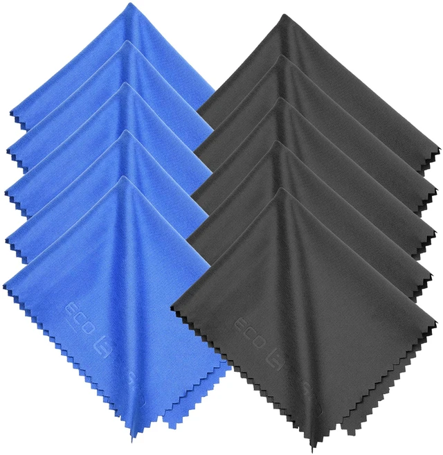 Alt view image 6 of 7 - Blue/Black Microfiber Cloth - 6x7 Inch - 12 Pack - Glasses & Lens Cleaning