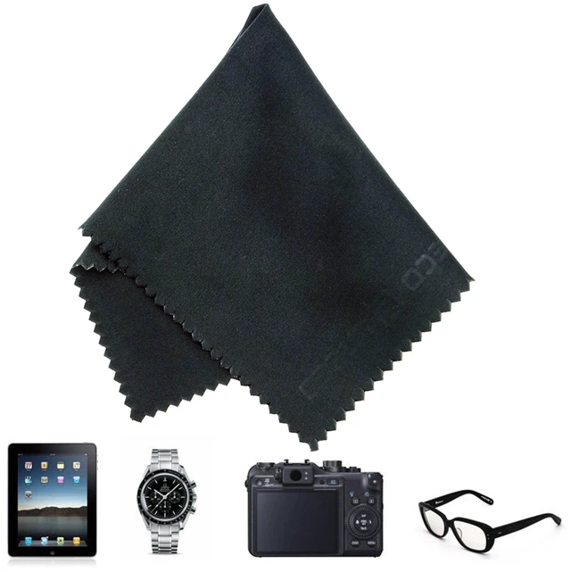 Alt view image 7 of 7 - Blue/Black Microfiber Cloth - 6x7 Inch - 12 Pack - Glasses & Lens Cleaning