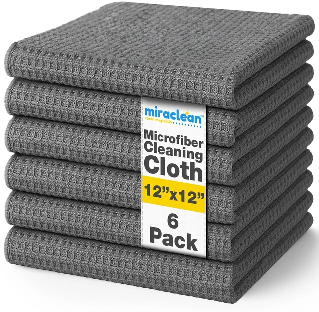 Main image of Waffle Weave Microfiber Towel, 12 x 12 inches, Barista Towels, Lint Free Cloth, Glass Towels, Waffle Towels Car Detailing, 6 Pack Premium Microfiber Cleaning Cloth