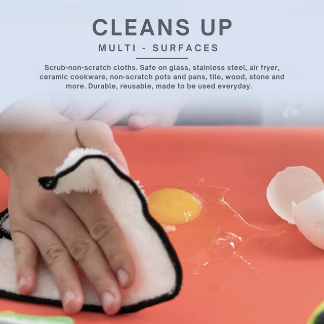 Alt view image 3 of 7 - Dishcloths Kitchen Dishrag Cleaning Scrub Reusable 6pk 6x7in | Bamboo-Rayon, Absorbent, Scrub-Non-Scratch, Washable, Durable, Fast-Drying, Multi-Surface, Hand-Sized, Household Cleaning