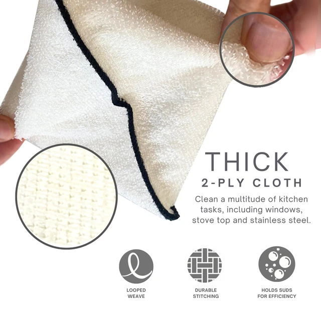 Alt view image 5 of 7 - Dishcloths Kitchen Dishrag Cleaning Scrub Reusable 6pk 6x7in | Bamboo-Rayon, Absorbent, Scrub-Non-Scratch, Washable, Durable, Fast-Drying, Multi-Surface, Hand-Sized, Household Cleaning