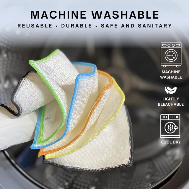 Alt view image 6 of 7 - Dishcloths Kitchen Dishrag Cleaning Scrub Reusable 6pk 6x7in | Bamboo-Rayon, Absorbent, Scrub-Non-Scratch, Washable, Durable, Fast-Drying, Multi-Surface, Hand-Sized, Household Cleaning