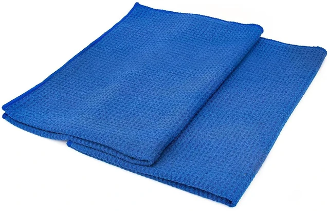 Main image of Standard Waffle Weave Microfiber Towels (2-Pack) Detailing, Window, Glass and Drying, Wax & Polish, Lint-Free, Streak-Free, 370gsm, 16in x 24in, Royal Blue