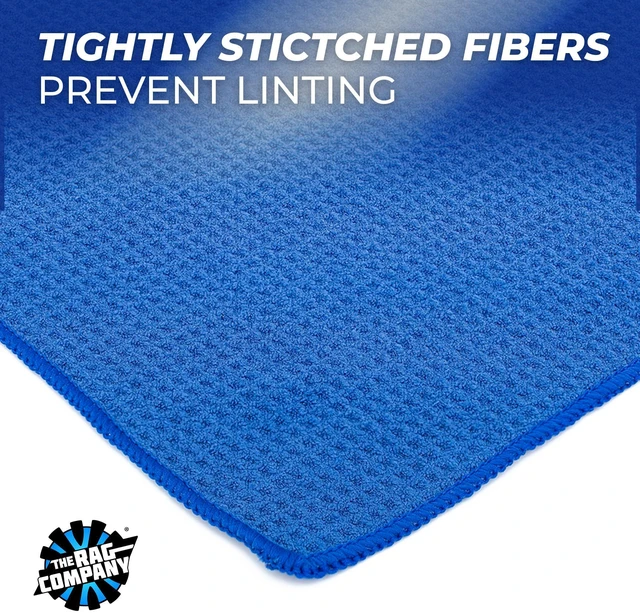 Alt view image 3 of 7 - Standard Waffle Weave Microfiber Towels (2-Pack) Detailing, Window, Glass and Drying, Wax & Polish, Lint-Free, Streak-Free, 370gsm, 16in x 24in, Royal Blue
