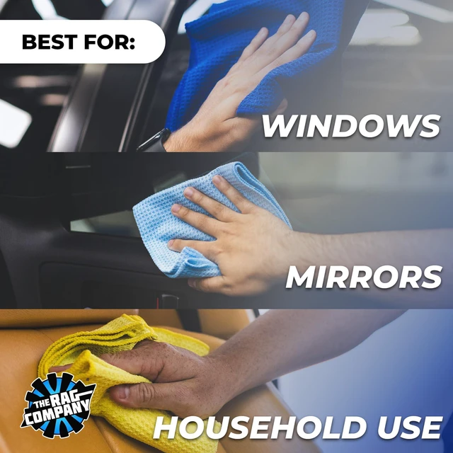 Alt view image 4 of 7 - Standard Waffle Weave Microfiber Towels (2-Pack) Detailing, Window, Glass and Drying, Wax & Polish, Lint-Free, Streak-Free, 370gsm, 16in x 24in, Royal Blue