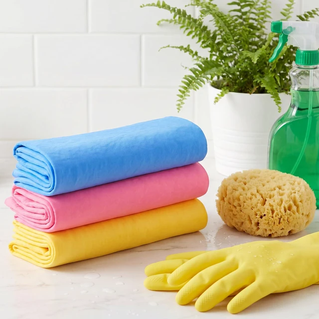 Alt view image 4 of 6 - 3 Pack Extra Large 26"x17" Chamois Cloth for Squeegee Mop Floor Towels for Floor Cleaning,and Ultra Absorbent Suede Shammy Towels, Streak Free Reusable Cleaning Rags for Hardwood,Windows