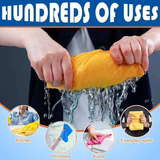 Alt view image 5 of 6 - 3 Pack Extra Large 26"x17" Chamois Cloth for Squeegee Mop Floor Towels for Floor Cleaning,and Ultra Absorbent Suede Shammy Towels, Streak Free Reusable Cleaning Rags for Hardwood,Windows