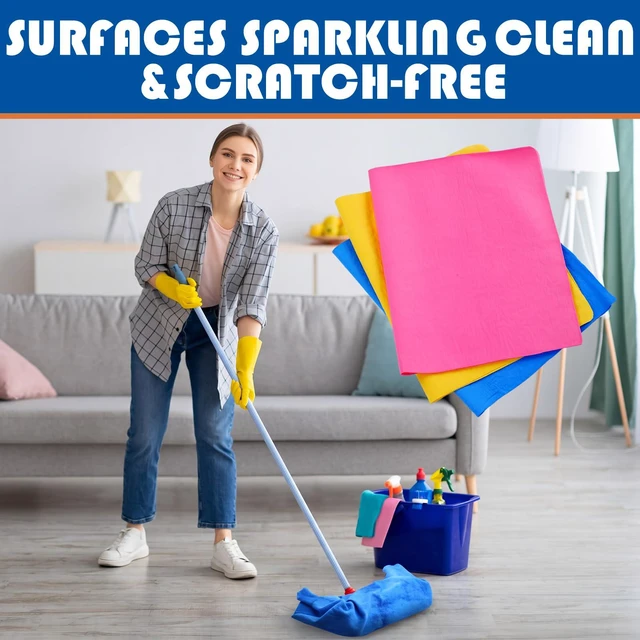 Alt view image 6 of 6 - 3 Pack Extra Large 26"x17" Chamois Cloth for Squeegee Mop Floor Towels for Floor Cleaning,and Ultra Absorbent Suede Shammy Towels, Streak Free Reusable Cleaning Rags for Hardwood,Windows
