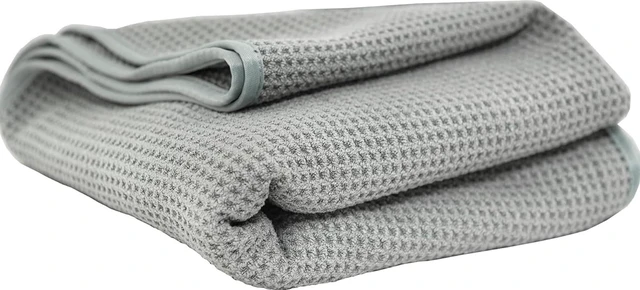 Main image of Waffle Weave Gray Matter Microfiber Drying Towel, 25 x 36 in | Waffle-weave towel with soft-banded edges soaks up sheeting water for a fast, scratch-free dry on paint and glass