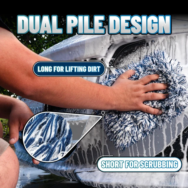 Alt view image 2 of 7 - The Dually Dual-Surface Microfiber Car Wash & Drying Pad | Dual-surface pad scrubs and washes paint, glass, wheels and exterior, soft side for safe, scratch-free contact
