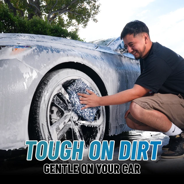 Alt view image 4 of 7 - The Dually Dual-Surface Microfiber Car Wash & Drying Pad | Dual-surface pad scrubs and washes paint, glass, wheels and exterior, soft side for safe, scratch-free contact