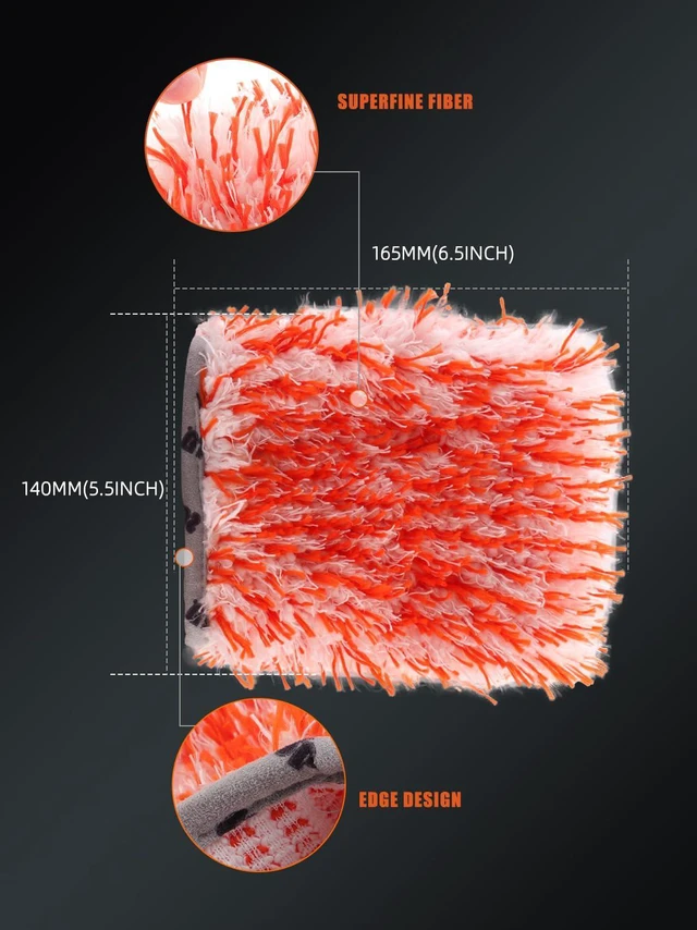 Alt view image 2 of 7 - Microfiber Car Wash Mitt for Small Area, 5Pcs Ultra Absorbent Car Wash Gloves, Plush Fiber Cloth Material, Safe Washing with Any Soap, Bucket, Foam Gun, Foam Cannon, 6.5Inch x 5.5Inch Size