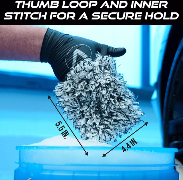 Alt view image 6 of 6 - Wheel Cleaner Microfiber Mitts for Cars, 5.5 Inch x 4.4 Inch, 2 Pack | Car Detailing Supplies for Rims, Wheels, Grills