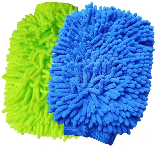 Main image of 2 Pack Car Wash Mitt Microfiber Chenille Car Wash Mitt Scratch Free for Cars Cleaning,Home Cleaning Mitts(Green/Blue).