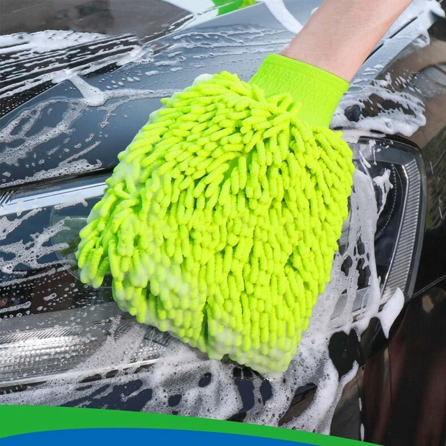 Alt view image 5 of 6 - 2 Pack Car Wash Mitt Microfiber Chenille Car Wash Mitt Scratch Free for Cars Cleaning,Home Cleaning Mitts(Green/Blue).