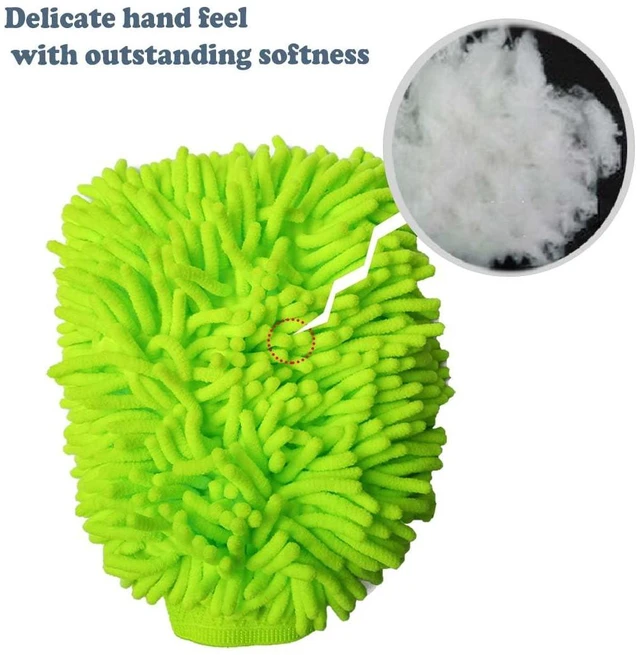 Alt view image 3 of 6 - 2 Pack Car Wash Mitt Microfiber Chenille Car Wash Mitt Scratch Free for Cars Cleaning,Home Cleaning Mitts(Green/Blue).