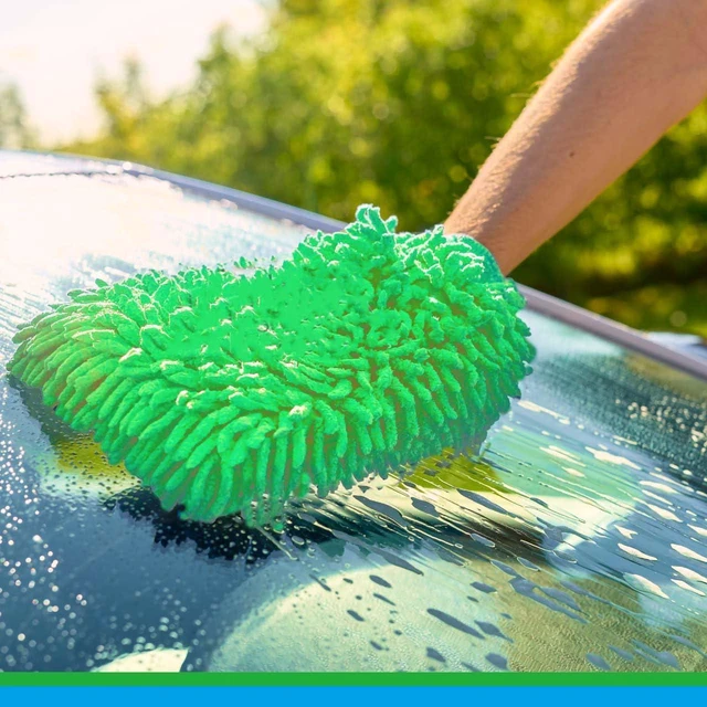 Alt view image 6 of 6 - 2 Pack Car Wash Mitt Microfiber Chenille Car Wash Mitt Scratch Free for Cars Cleaning,Home Cleaning Mitts(Green/Blue).