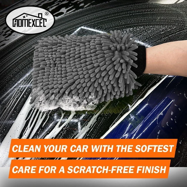 Alt view image 2 of 7 - Car Wash Mitt, Microfiber Washing Glove, 10.2" x 6.7 ", 2 PK Grey | Microfiber Wash Mitts Scratch-Free & Lint-Free, Rich Foam, Highly Absorbent, Double Sided, for Car Washing and Detailing