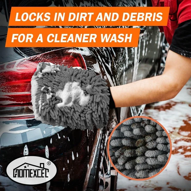 Alt view image 3 of 7 - Car Wash Mitt, Microfiber Washing Glove, 10.2" x 6.7 ", 2 PK Grey | Microfiber Wash Mitts Scratch-Free & Lint-Free, Rich Foam, Highly Absorbent, Double Sided, for Car Washing and Detailing