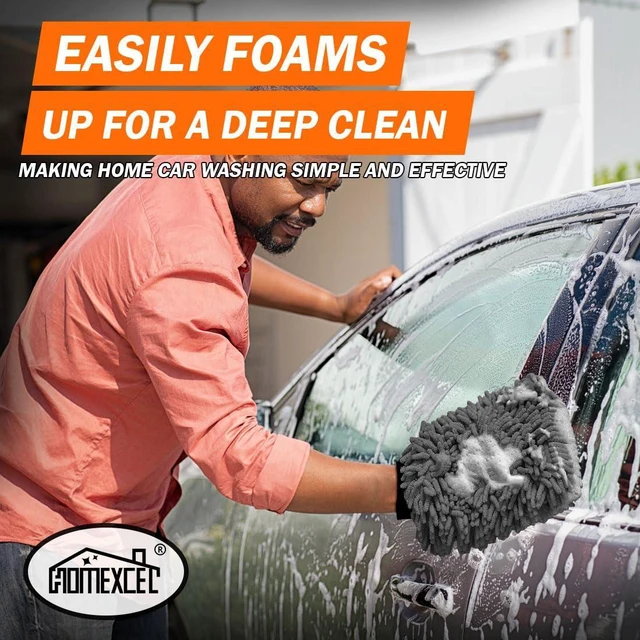 Alt view image 4 of 7 - Car Wash Mitt, Microfiber Washing Glove, 10.2" x 6.7 ", 2 PK Grey | Microfiber Wash Mitts Scratch-Free & Lint-Free, Rich Foam, Highly Absorbent, Double Sided, for Car Washing and Detailing