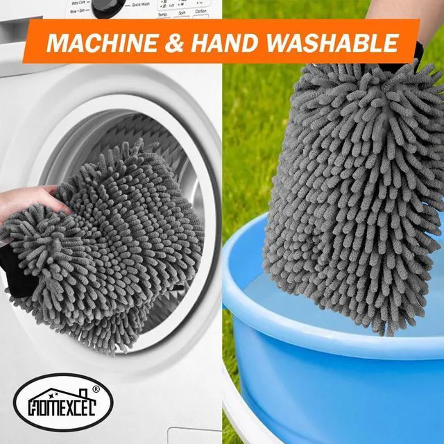 Alt view image 6 of 7 - Car Wash Mitt, Microfiber Washing Glove, 10.2" x 6.7 ", 2 PK Grey | Microfiber Wash Mitts Scratch-Free & Lint-Free, Rich Foam, Highly Absorbent, Double Sided, for Car Washing and Detailing