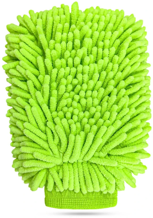 Main image of Car Wash Mitt, Scratch-Free & Lint-Free Chenille Microfiber Wash Mitts, Highly Absorbent Double-Sided Glove for Auto Washing and Detailing, Universal Car Accessories (Fluorescent Green)
