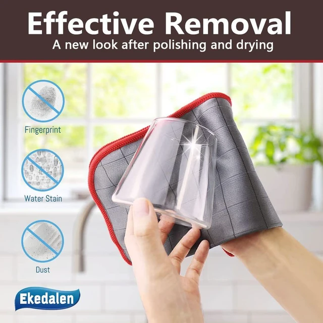 Alt view image 2 of 6 - Microfiber Cleaning Cloth Lint Free Glass Polish, Grey-Red | 400GSM Carbon Fiber Cloth for Glass Window Mirror Kitchen, Streak Free, Auto Detailing Easy Clean, 12 x12 in, 6 Pcak