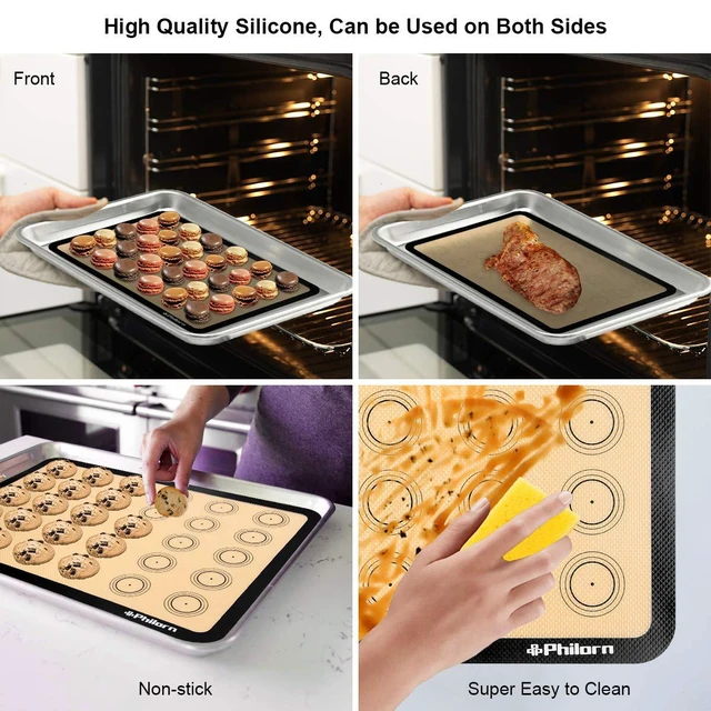 Alt view image 5 of 7 - Silicone Baking Mat Set, 16.5" x 11.42" Macaron Mat | 2 Pack Non-Stick Macaron Baking Mats With Tools, Food Safe, Reusable for Oven, Cookie, Bread