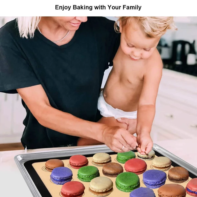 Alt view image 7 of 7 - Silicone Baking Mat Set, 16.5" x 11.42" Macaron Mat | 2 Pack Non-Stick Macaron Baking Mats With Tools, Food Safe, Reusable for Oven, Cookie, Bread