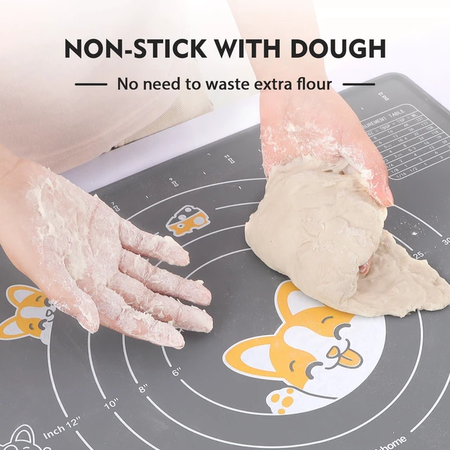 Alt view image 3 of 6 - Silicone Baking Mat Sheet and Pastry Dough Cutter, 0.5 Inch Thick 20'' X 16" BPA free Silicone Rolling Mat, Non-Stick and Anti-Slip, Dishwasher Safe (Gray)