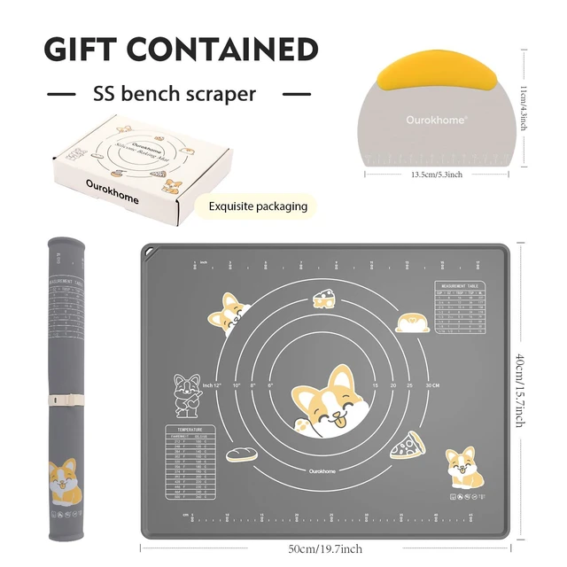 Alt view image 2 of 6 - Silicone Baking Mat Sheet and Pastry Dough Cutter, 0.5 Inch Thick 20'' X 16" BPA free Silicone Rolling Mat, Non-Stick and Anti-Slip, Dishwasher Safe (Gray)