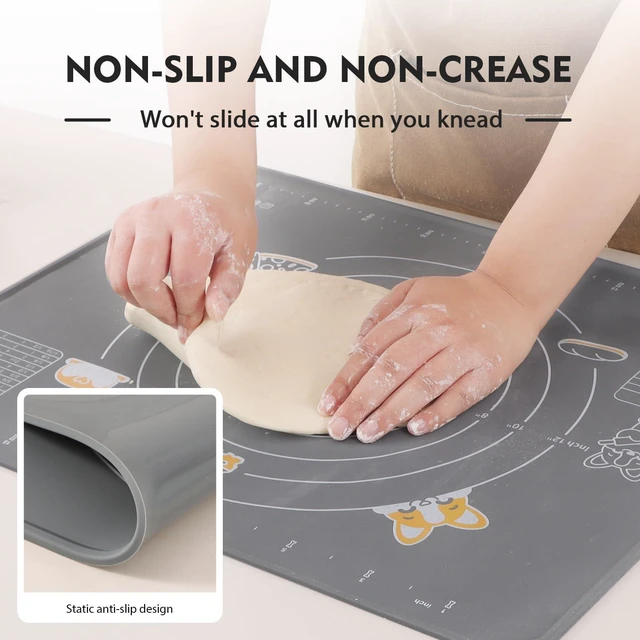 Alt view image 4 of 6 - Silicone Baking Mat Sheet and Pastry Dough Cutter, 0.5 Inch Thick 20'' X 16" BPA free Silicone Rolling Mat, Non-Stick and Anti-Slip, Dishwasher Safe (Gray)