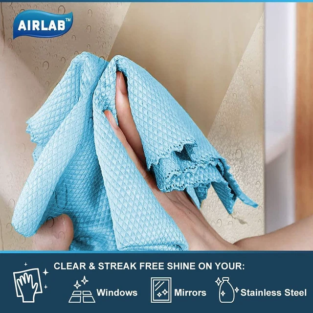 Alt view image 5 of 7 - Glass Polishing Streak Free Miracle Cleaning Cloth, Grey & Blue | Lint Free Microfiber Cleaning Rags for Glasses Kitchen Dish Mirrors Easy Clean, 16 x 12 Inches, Pack of 8