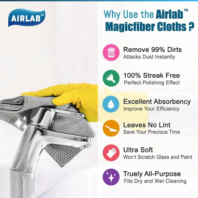 Alt view image 6 of 7 - Glass Polishing Streak Free Miracle Cleaning Cloth, Grey & Blue | Lint Free Microfiber Cleaning Rags for Glasses Kitchen Dish Mirrors Easy Clean, 16 x 12 Inches, Pack of 8