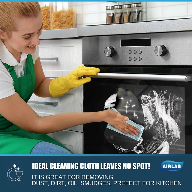Alt view image 3 of 7 - Glass Polishing Streak Free Miracle Cleaning Cloth, Grey & Blue | Lint Free Microfiber Cleaning Rags for Glasses Kitchen Dish Mirrors Easy Clean, 16 x 12 Inches, Pack of 8