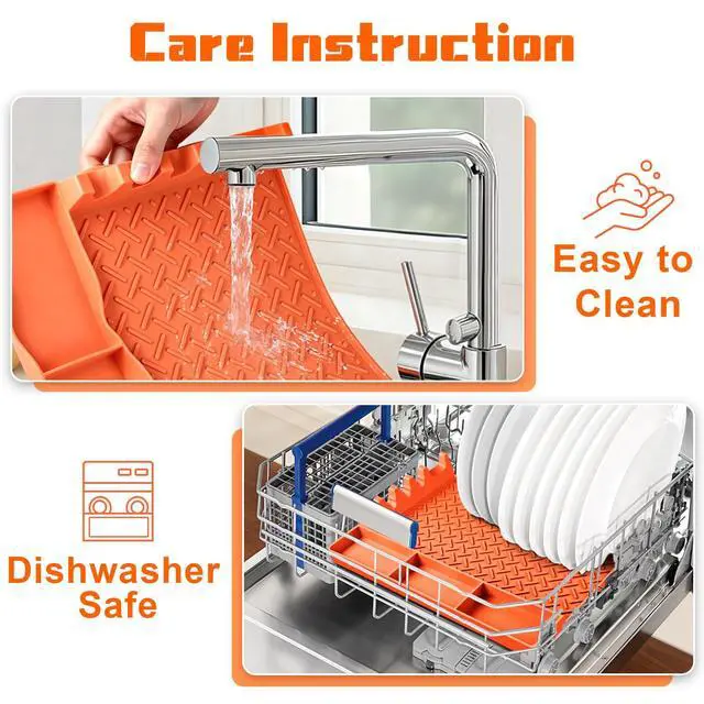 Alt view image 6 of 7 - Silicone Grill Tool Mat for Blackstone, BBQ Griddle Mat with Drip Pad, Side Mats for Blackstone Griddle Accessories, Heat Resistant Spatula Mats for Outdoor Kitchen Counter, Gifts for Men (Orange)