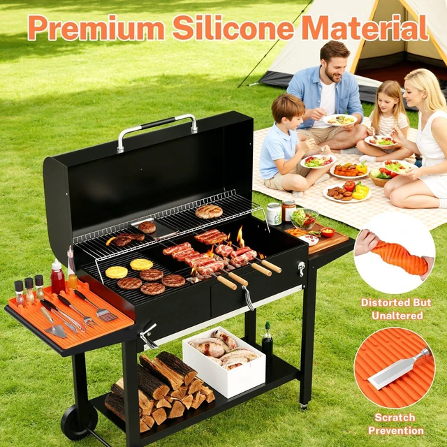 Alt view image 6 of 7 - Silicone Grill Mat Compatible with Blackstone, BBQ Griddle Tool, Orange | Heat Resistant Mats for Countertop, Spatula Rest, Non-Slip, Grill Accessories for BBQ, Outdoor Camping Kitchens,Gifts for Men