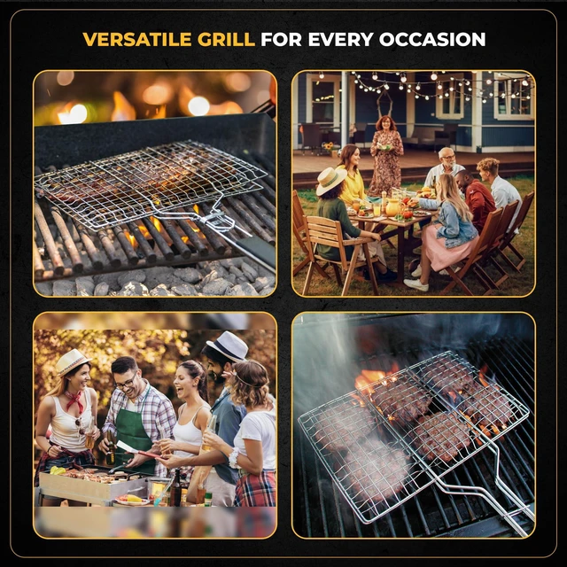 Alt view image 6 of 6 - Fish Grill Baskets for Outdoor Grill, Fish Grilling rack for Grill | BBQ Grilling Basket, Stainless steel Grill Basket for Veggies, shrimp Includes 50 skewers, Silicon Brush and carry bag